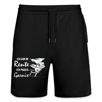 Lustiges deutsches Ruhestandsdesign - Stanley/Stella Unisex Bio Joggingshorts Trainer  - Schwarz - Vorne - Nik (191cm) & Marisol (170cm)