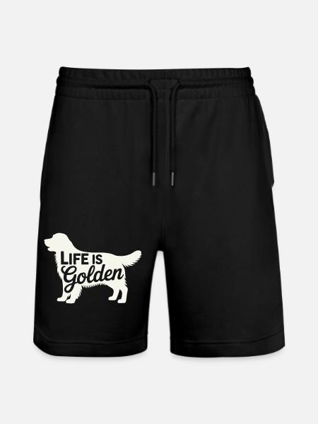 Life is Golden Retriever - Stanley/Stella Trainer Unisex Organic Jogging Shorts - black