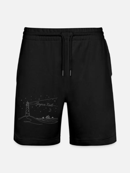 Joveux Noel Christmas Lighthouse Beach - Stanley/Stella Trainer Unisex Organic Jogging Shorts - black