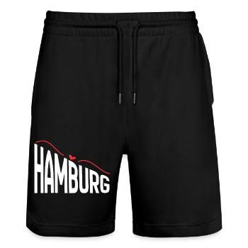 Hambourg - Short de jogging bio TRAINER Stanley/Stella unisexe - noir - Devant - Nik (191cm) & Marisol (170cm)