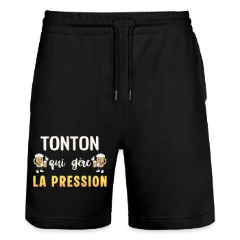 Tonton Who Manages Pressure Humor Beer Gift Future - Short de jogging bio TRAINER Stanley/Stella unisexe - noir - Devant - Nik (191cm) & Marisol (170cm)