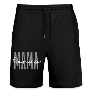 Bonus Mama Beste Stiefmutter aller Zeiten Muttertag - Stanley/Stella Unisex Bio Joggingshorts Trainer  - Schwarz - Vorne - Nik (191cm) & Marisol (170cm)