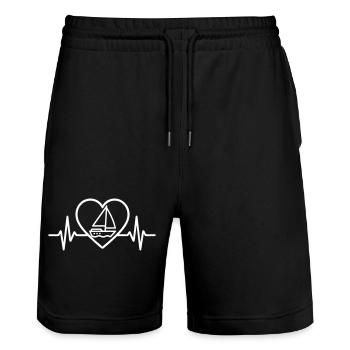 Cœur Voile – Passion Bateau - Stanley/Stella Unisex Bio Joggingshorts Trainer  - Schwarz - Vorne - Nik (191cm) & Marisol (170cm)