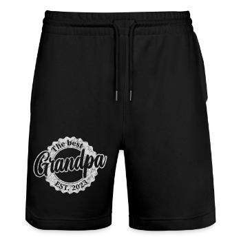 The Best Grandpa since 2023 - Stanley/Stella Trainer Unisex Organic Jogging Shorts - black - Front - Nik (191cm) & Marisol (170cm)