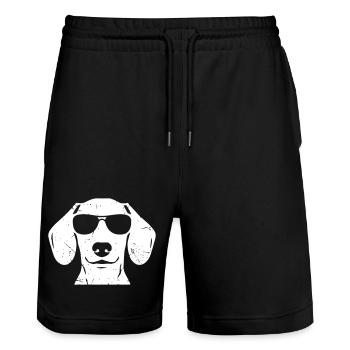 Dackel Kopf Sonnenbrille Vintage Vektor - Stanley/Stella Unisex Bio Joggingshorts Trainer  - Schwarz - Vorne - Nik (191cm) & Marisol (170cm)