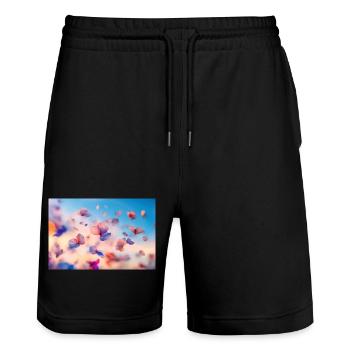 Des fleurs fluides en pastel - Short de jogging bio TRAINER Stanley/Stella unisexe - noir - Devant - Nik (191cm) & Marisol (170cm)