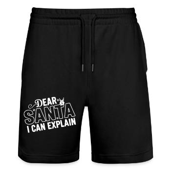 Dear Santa I Can Explain - Stanley/Stella Trainer Unisex Organic Jogging Shorts - black - Front - Nik (191cm) & Marisol (170cm)