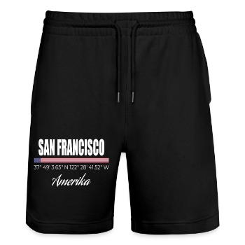 San Francisco - Stanley/Stella Unisex Bio Joggingshorts Trainer  - Schwarz - Vorne - Nik (191cm) & Marisol (170cm)