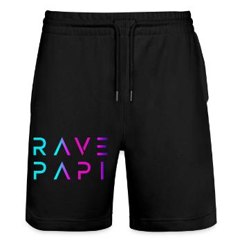 Rave Papi-EDM Festival Raver Daddy Fathers Groovy  - Stanley/Stella Trainer Unisex Organic Jogging Shorts - black - Front - Nik (191cm) & Marisol (170cm)
