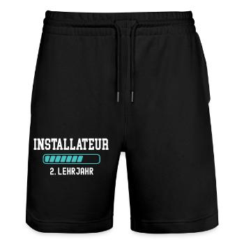 Apprentissage d’installateur 2e année d’apprentissage - Short de jogging bio TRAINER Stanley/Stella unisexe - noir - Devant - Nik (191cm) & Marisol (170cm)
