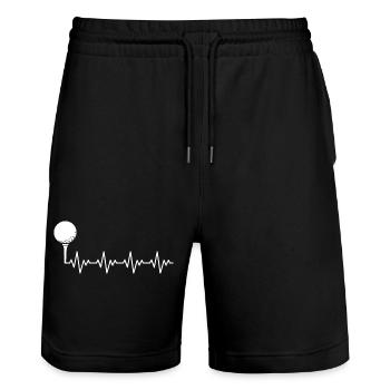Golf Golfer Golfball EKG Herzschlag Herzfrequenz - Stanley/Stella Unisex Bio Joggingshorts Trainer  - Schwarz - Vorne - Nik (191cm) & Marisol (170cm)