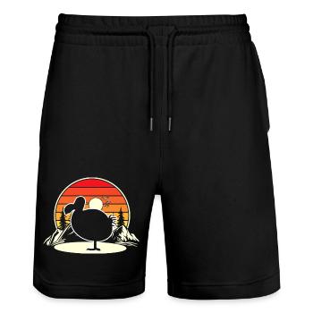dodo - Short de jogging bio TRAINER Stanley/Stella unisexe - noir - Devant - Nik (191cm) & Marisol (170cm)