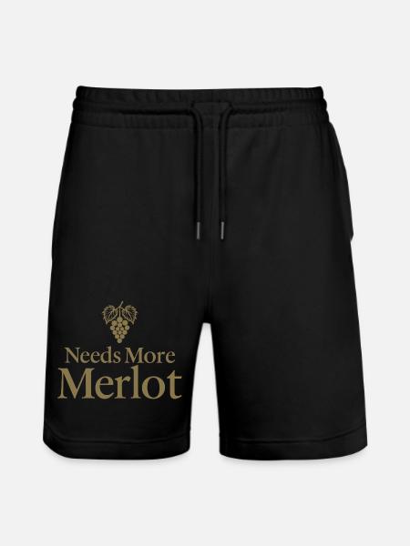 Needs More Merlot Wine Saying - Stanley/Stella Trainer Unisex Organic Jogging Shorts - black
