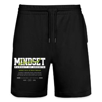 Mindset Discipline – Pursuit of Growth Streetwear - Stanley/Stella Trainer Unisex Organic Jogging Shorts - black - Front - Nik (191cm) & Marisol (170cm)
