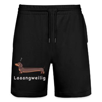 Humour de chien teckel looong - Short de jogging bio TRAINER Stanley/Stella unisexe - noir - Devant - Nik (191cm) & Marisol (170cm)