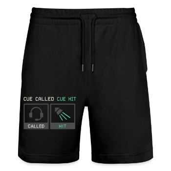Theatre Technology Crew Stage Technician Sound - Stanley/Stella Trainer Unisex Organic Jogging Shorts - black - Front - Nik (191cm) & Marisol (170cm)