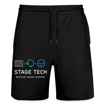 Theatre Technology Crew Stage Technician Sound - Stanley/Stella Trainer Unisex Organic Jogging Shorts - black - Front - Nik (191cm) & Marisol (170cm)