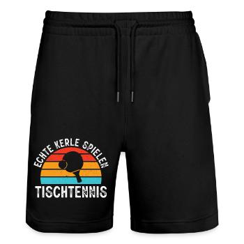 Tenues de tennis de table Cadeaux pour joueurs de tennis de table - Short de jogging bio TRAINER Stanley/Stella unisexe - noir - Devant - Nik (191cm) & Marisol (170cm)