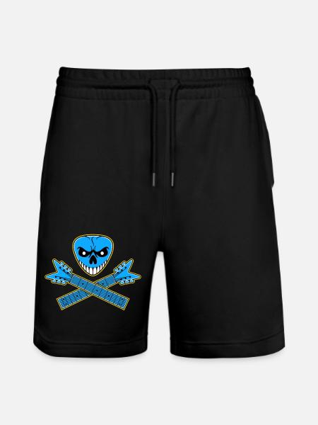 Guitar Pick Skull & Crossed Guitars - Stanley/Stella Trainer Unisex Organic Jogging Shorts - black