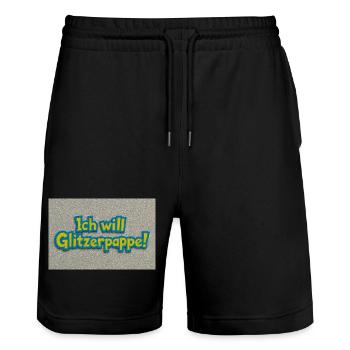 Ich will Glitzerpappe! - Stanley/Stella Unisex Bio Joggingshorts Trainer  - Schwarz - Vorne - Nik (191cm) & Marisol (170cm)