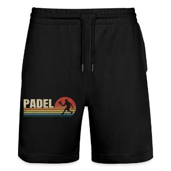 Padel Retro Sunset - Stanley/Stella Unisex Bio Joggingshorts Trainer  - Schwarz - Vorne - Nik (191cm) & Marisol (170cm)