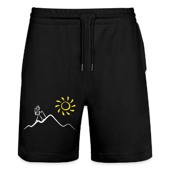 Bergwanderer in der Sonne - Stanley/Stella Unisex Bio Joggingshorts Trainer  - Schwarz - Vorne - Nik (191cm) & Marisol (170cm)