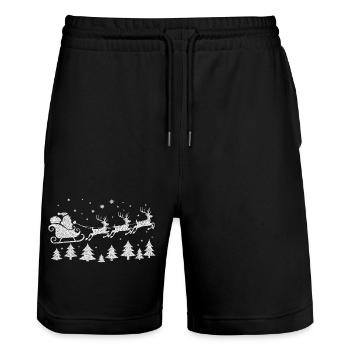 Santa Claus Rentier Schlitten Sterne Bäume edel - Stanley/Stella Unisex Bio Joggingshorts Trainer  - Schwarz - Vorne - Nik (191cm) & Marisol (170cm)