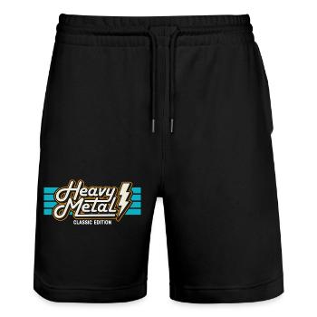 Insigne rétro Heavy Metal avec éclairs - Short de jogging bio TRAINER Stanley/Stella unisexe - noir - Devant - Nik (191cm) & Marisol (170cm)