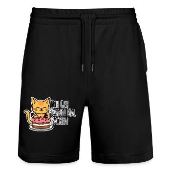 I'm going baking! The little cat bakes cakes! - Stanley/Stella Trainer Unisex Organic Jogging Shorts - black - Front - Nik (191cm) & Marisol (170cm)