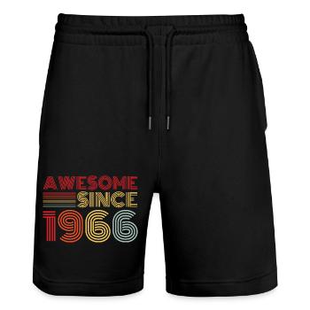 Vintage 1966 Retro 1966 Birthday Gift - Stanley/Stella Trainer Unisex Organic Jogging Shorts - black - Front - Nik (191cm) & Marisol (170cm)