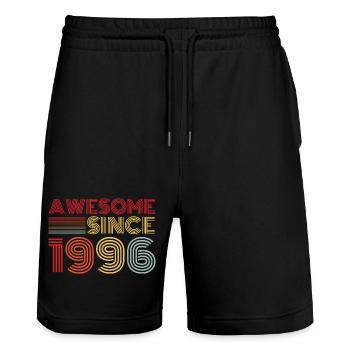 Vintage 1996 Retro 1996 Birthday Gift - Stanley/Stella Trainer Unisex Organic Jogging Shorts - black - Front - Nik (191cm) & Marisol (170cm)