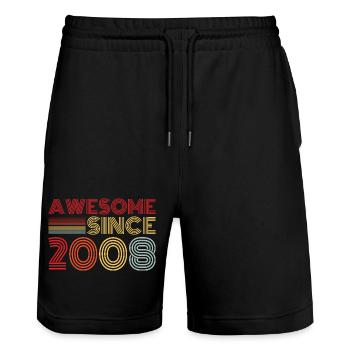 Vintage 2008 Retro Birthday Gift 2008 - Stanley/Stella Trainer Unisex Organic Jogging Shorts - black - Front - Nik (191cm) & Marisol (170cm)