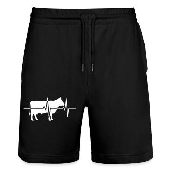 Pulsation du battement cardiaque de vache Vecteur de pouls d’éleveur - Short de jogging bio TRAINER Stanley/Stella unisexe - noir - Devant - Nik (191cm) & Marisol (170cm)
