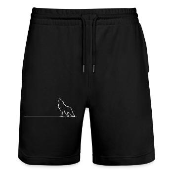Wolf Outline - Stanley/Stella Trainer Unisex Organic Jogging Shorts - black - Front - Nik (191cm) & Marisol (170cm)