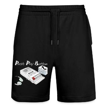 Vintage Music Theme - Stanley/Stella Trainer Unisex Organic Jogging Shorts - black - Front - Nik (191cm) & Marisol (170cm)
