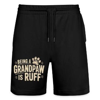 Being a Grandpaw is Ruff - Stanley/Stella Unisex Bio Joggingshorts Trainer  - Schwarz - Vorne - Nik (191cm) & Marisol (170cm)
