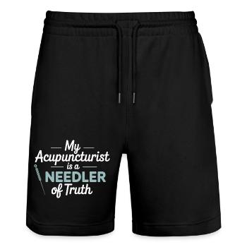 Licensed TCM Practitioner Expert Diagnostic Skill  - Stanley/Stella Trainer Unisex Organic Jogging Shorts - black - Front - Nik (191cm) & Marisol (170cm)