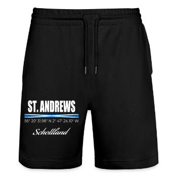 St. Andrews - Short de jogging bio TRAINER Stanley/Stella unisexe - noir - Devant - Nik (191cm) & Marisol (170cm)