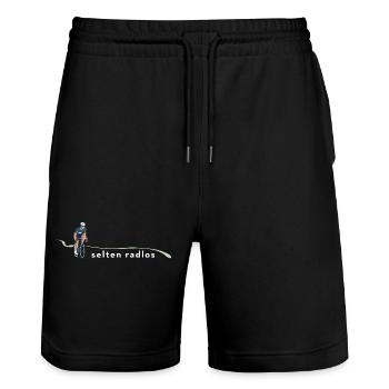 Selten Radlos – Rennrad Radsport Wortspiel Bike - Stanley/Stella Unisex Bio Joggingshorts Trainer  - Schwarz - Vorne - Nik (191cm) & Marisol (170cm)
