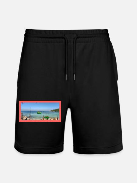 Beach photo with coconut - Stanley/Stella Trainer Unisex Organic Jogging Shorts - black