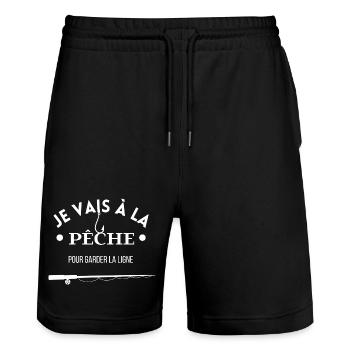 Ich gehe angeln, um die Schnur zu behalten - Stanley/Stella Unisex Bio Joggingshorts Trainer  - Schwarz - Vorne - Nik (191cm) & Marisol (170cm)