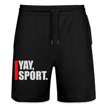 Yay Go Sports Sarcastic Funny Anti Sports Humor - Stanley/Stella Trainer Unisex Organic Jogging Shorts - black - Front - Nik (191cm) & Marisol (170cm)