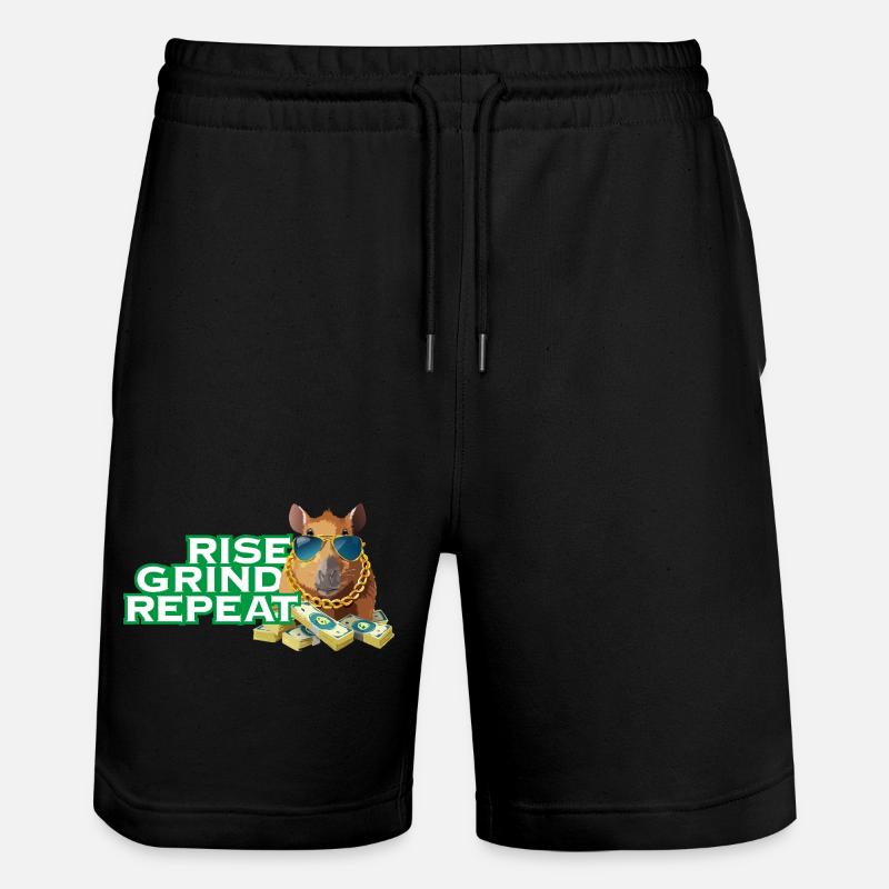 Rise, Grind, Repeat - Capybara Hustle motivation - Stanley/Stella Unisex Bio Joggingshorts Trainer  - Schwarz
