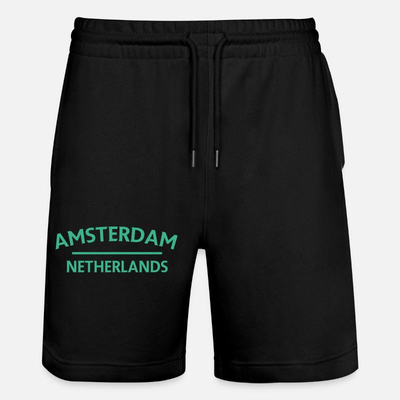Amsterdam – Niederländisches Textdesign - Stanley/Stella Unisex Bio Joggingshorts Trainer  - Schwarz