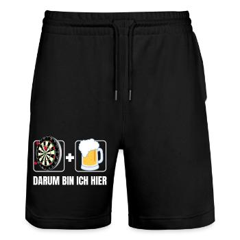 Darts and Beer – That's Why I'm Here - Stanley/Stella Trainer Unisex Organic Jogging Shorts - black - Front - Nik (191cm) & Marisol (170cm)