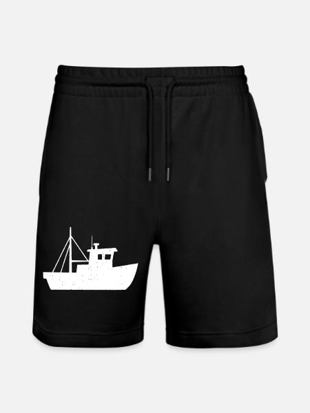 Kleiner Fischkutter Boot Kind Vektor - Stanley/Stella Unisex Bio Joggingshorts Trainer  - Schwarz