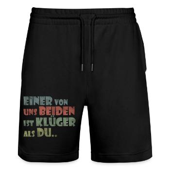 One of us is smarter than you, fun saying - Stanley/Stella Trainer Unisex Organic Jogging Shorts - black - Front - Nik (191cm) & Marisol (170cm)