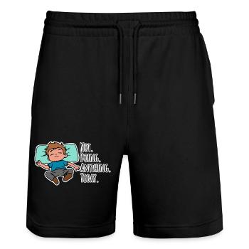 Today I don't do anything, absolutely nothing! - Stanley/Stella Trainer Unisex Organic Jogging Shorts - black - Front - Nik (191cm) & Marisol (170cm)