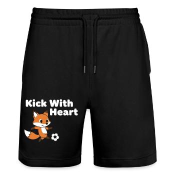 Fuchs Kickt Herzball - Stanley/Stella Unisex Bio Joggingshorts Trainer  - Schwarz - Vorne - Nik (191cm) & Marisol (170cm)