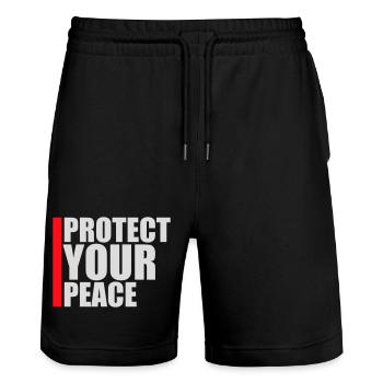 Protect Your Peace Mental Health Mindfulness - Stanley/Stella Trainer Unisex Organic Jogging Shorts - black - Front - Nik (191cm) & Marisol (170cm)